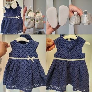 Carter's 3m Navy Lace Dress with 0-3m Carter's shoes